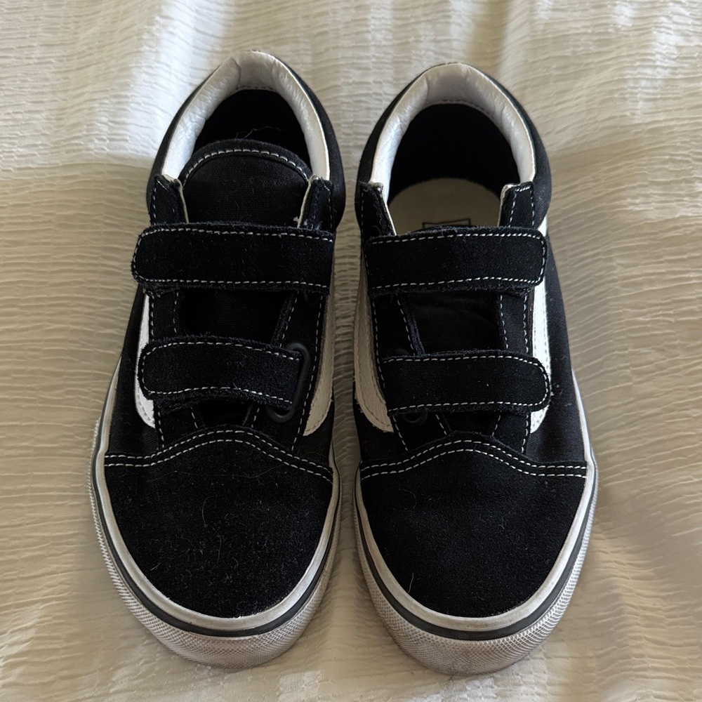 Vans Kids Black and White Velcro Sneakers